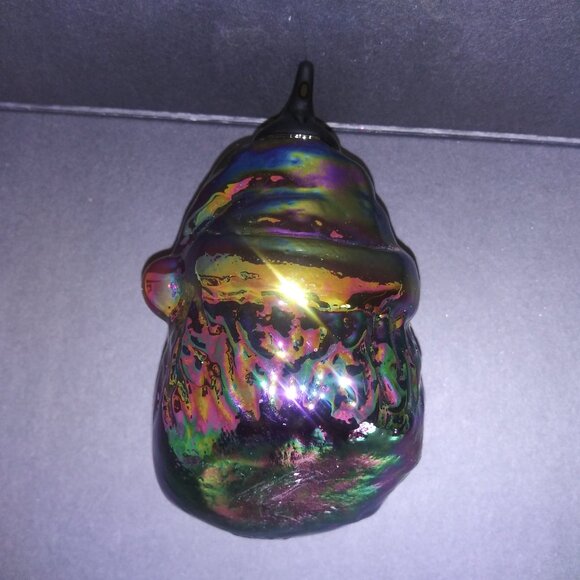 Santa Purple Iridescent Glass 5 Inch Head Hanging Ornament Christmas Decor - Picture 3 of 9